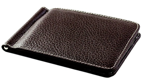 Dollar Clip Börse PREMIUM LEDER SOFT GRAIN dunkelbraun (genarbt) - RFID Protected