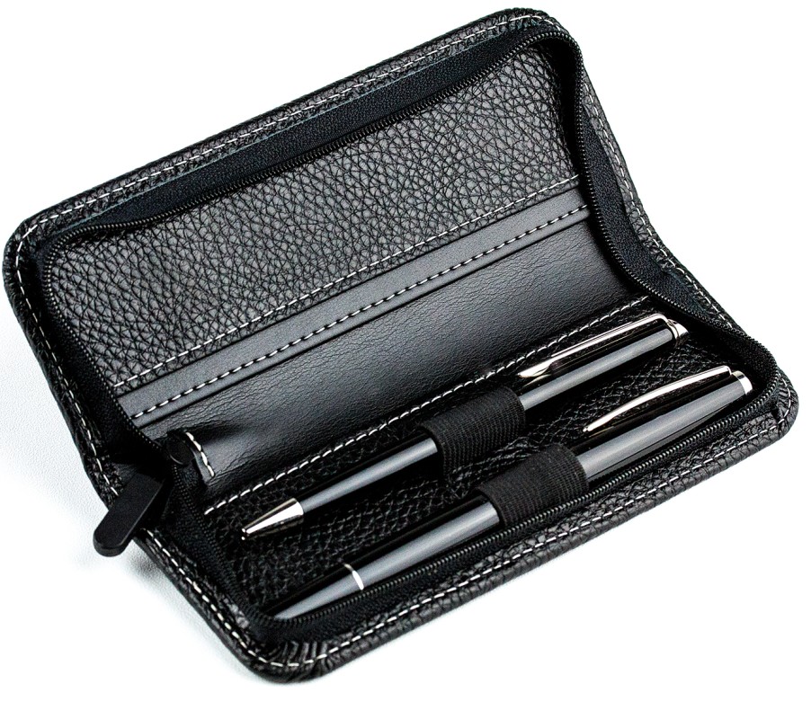 RV-Schreibgeräteetui PREMIUM LEDER SOFT GRAIN schwarz (genarbt)