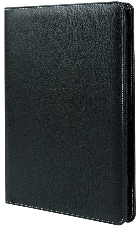 RV-Schreibmappe DIN A4 mit iPad Fach PREMIUM LEDER SOFT GRAIN schwarz (genarbt)