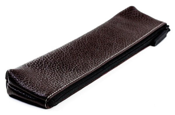 Schlamperetui small PREMIUM LEDER SOFT GRAIN dunkelbraun (genarbt)