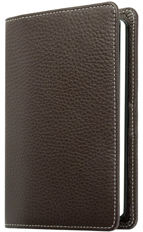 Pocket Kalenderbuch DIN A6 2027 PREMIUM LEDER SOFT GRAIN dunkelbraun (genarbt)