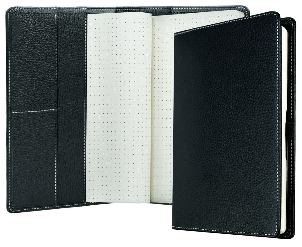 Notizbuch DIN A5 schmal | Echtleder | SOFTGRAIN schwarz