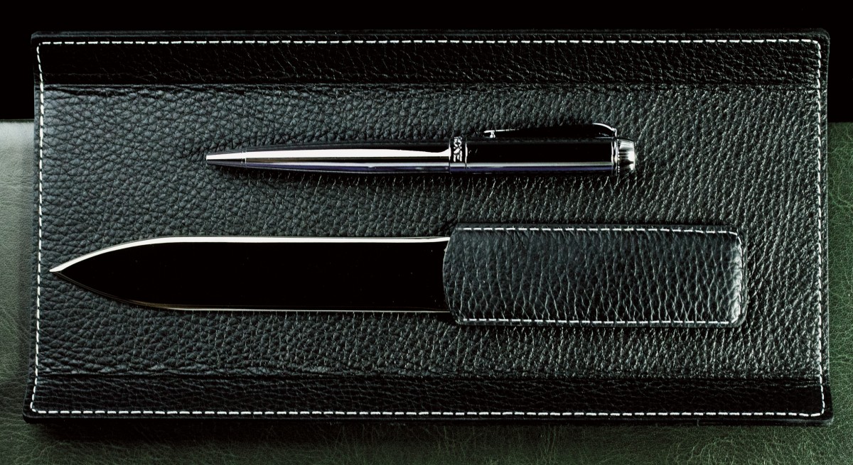 Federschale PREMIUM LEDER SOFT GRAIN schwarz (genarbt)