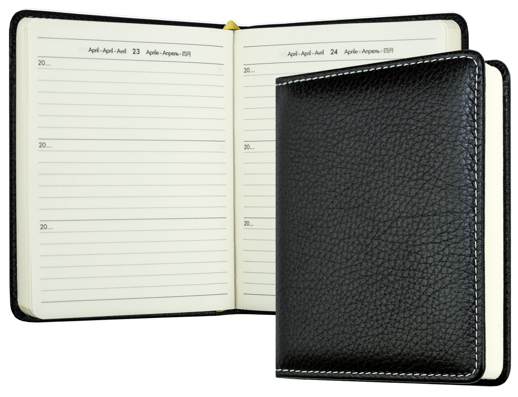 3 Jahreskalender (vergleichend) PREMIUM LEDER SOFT GRAIN schwarz (genarbt)