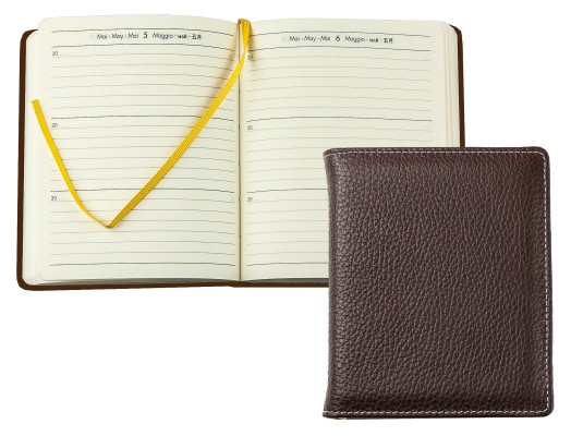 3 Jahreskalender (vergleichend) PREMIUM LEDER SOFT GRAIN dunkelbraun (genarbt)