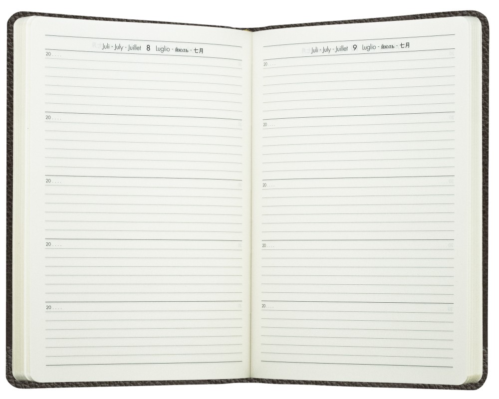 5 Jahreskalender (vergleichend) PREMIUM LEDER SOFT GRAIN dunkelbraun (genarbt)
