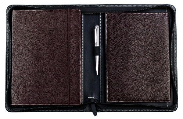 RV-Schreibmappe DIN A5 mit herausnehmbarem Tablethalter PREMIUM LEDER SOFGRAIN dunkelbraun