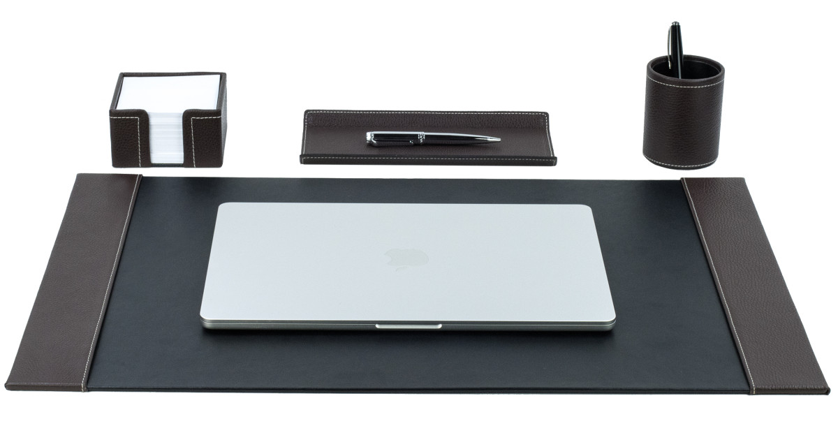Schreibunterlage mit 2 Seitenleisten PREMIUM LEDER SOFT GRAIN dunkelbraun (genarbt)