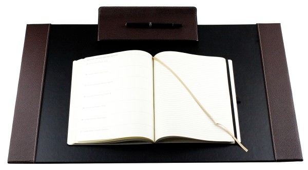Schreibunterlage mit 2 Seitenleisten PREMIUM LEDER SOFT GRAIN dunkelbraun (genarbt)