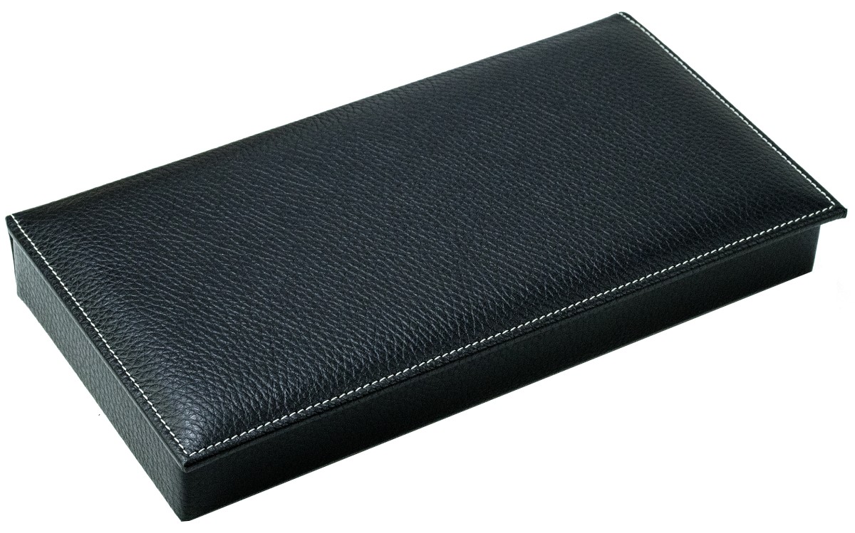 Ablagekasten mit Deckel PREMIUM LEDER SOFT GRAIN schwarz (genarbt)