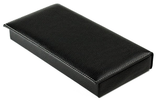 Ablagekasten mit Deckel PREMIUM LEDER SOFT GRAIN schwarz (genarbt)