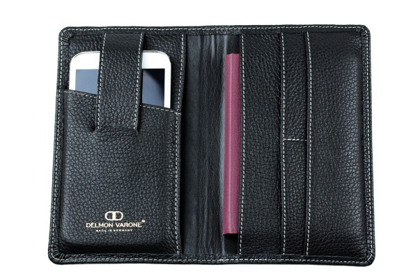 Reisebrieftasche PREMIUM LEDER SOFT GRAIN schwarz (genarbt)