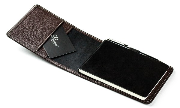 Reporterblock cirka DIN A6 PREMIUM LEDER SOFT GRAIN dunkelbraun (genarbt)