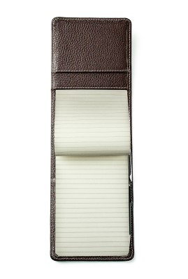 Reporterblock cirka DIN A6 PREMIUM LEDER SOFT GRAIN dunkelbraun (genarbt)