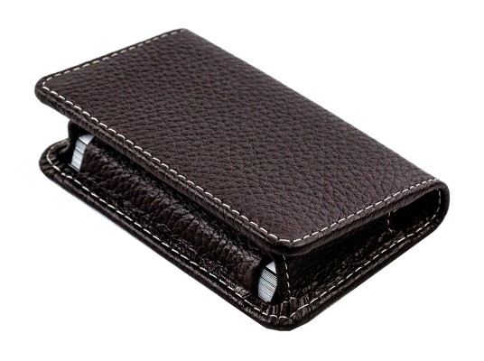 Visitenkartenetui XXL mit Magnetverschluß PREMIUM LEDER SOFTGRAIN dunkelbraun (genarbt)