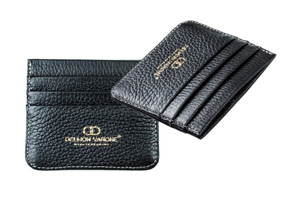 Kartenetui für 6 Karten slim fit PREMIUM LEDER SOFT GRAIN schwarz (genarbt)