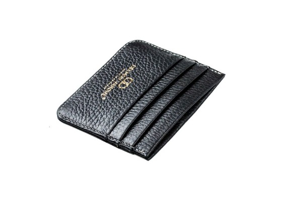 Kartenetui für 6 Karten slim fit PREMIUM LEDER SOFT GRAIN schwarz (genarbt)