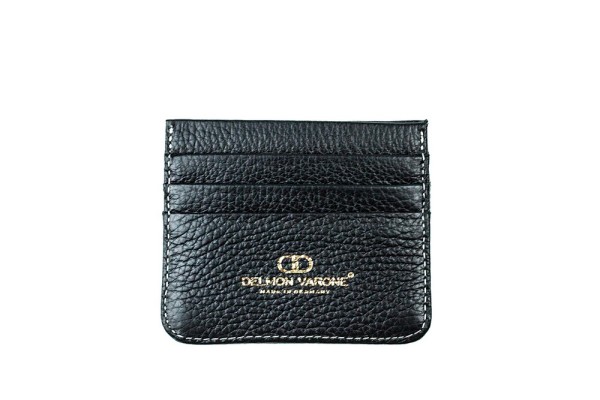 Kartenetui für 6 Karten slim fit PREMIUM LEDER SOFT GRAIN schwarz (genarbt)