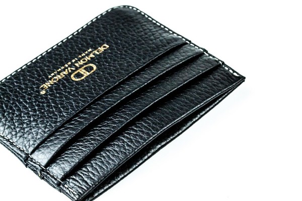Kartenetui für 6 Karten slim fit PREMIUM LEDER SOFT GRAIN schwarz (genarbt)