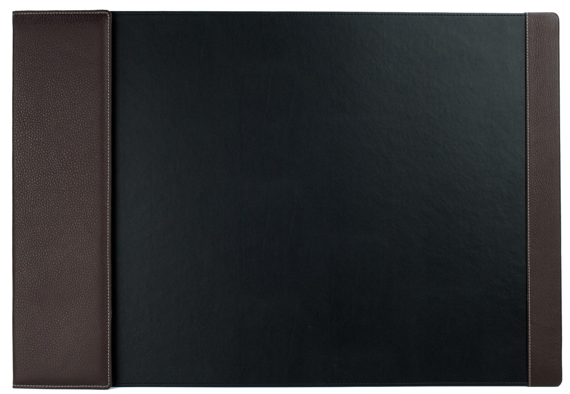 Schreibunterlage 65x45 mit Klappleiste inkl. Block + Kalender 2026/2027 PREMIUM LEDER SOFT GRAIN dunkelbraun (genarbt)