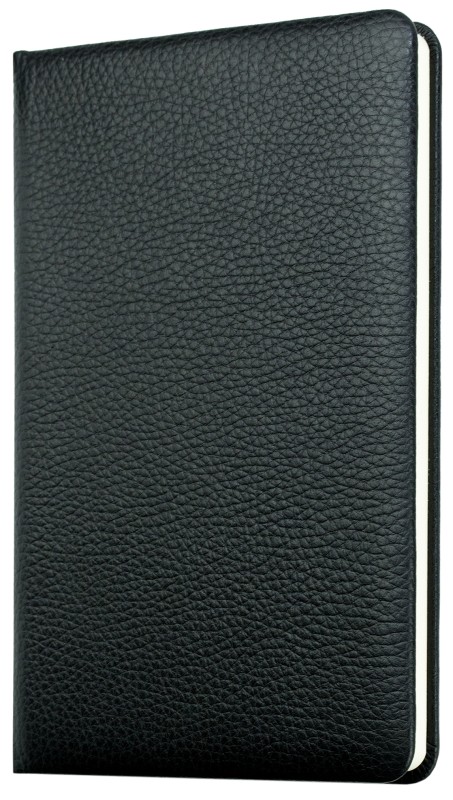 Notizbuch DIN A5 schmal (gebunden) | Echtleder | SOFTGRAIN schwarz