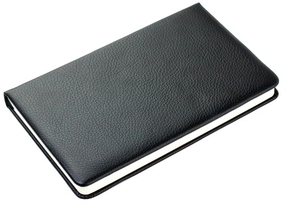 Notizbuch DIN A5 schmal (gebunden) PREMIUM SOFTGRAIN schwarz (genarbt)