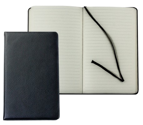 Notizbuch DIN A5 schmal (gebunden) PREMIUM SOFTGRAIN schwarz (genarbt)
