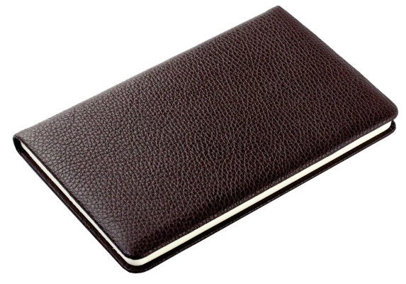 Notizbuch DIN A5 schmal (gebunden) PREMIUM SOFTGRAIN dunkelbraun (genarbt)