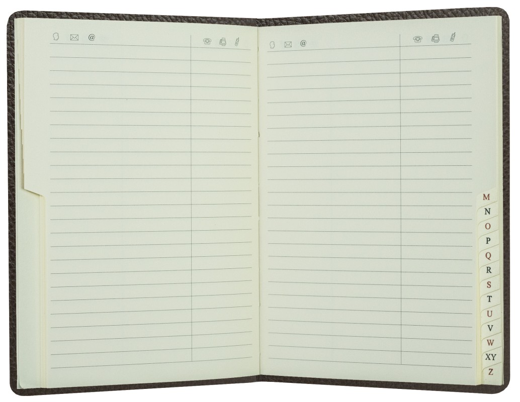 Adressbuch DIN A6+ (gebunden) | Echtleder | SOFTGRAIN dunkelbraun