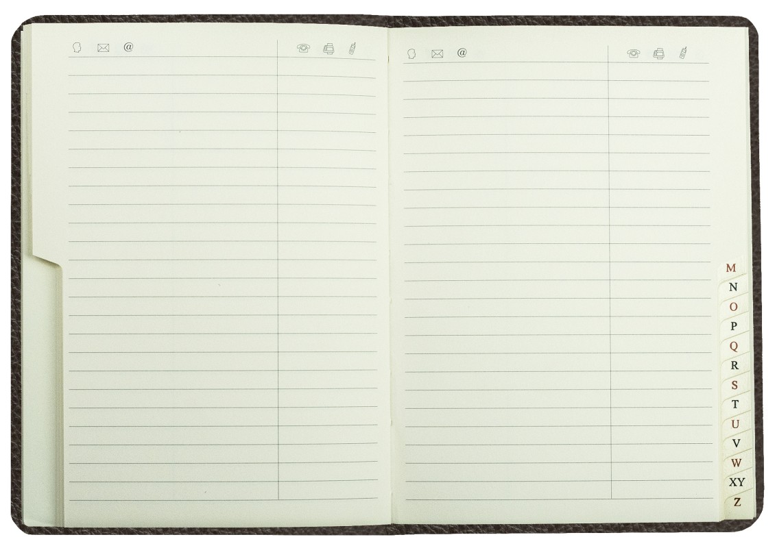 Adressbuch DIN A6+ (gebunden) | Echtleder | SOFTGRAIN dunkelbraun