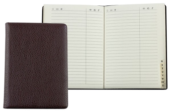 Adressbuch DIN A6 (gebunden) PREMIUM LEDER SOFTGRAIN dunkelbraun (genarbt)