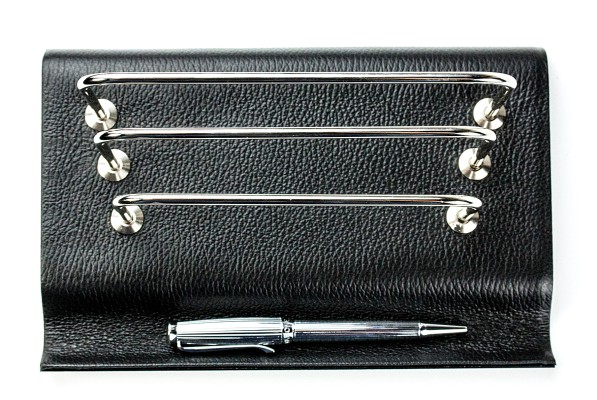 Briefständer mit Stifteablage PREMIUM LEDER SOFT GRAIN schwarz (genarbt)