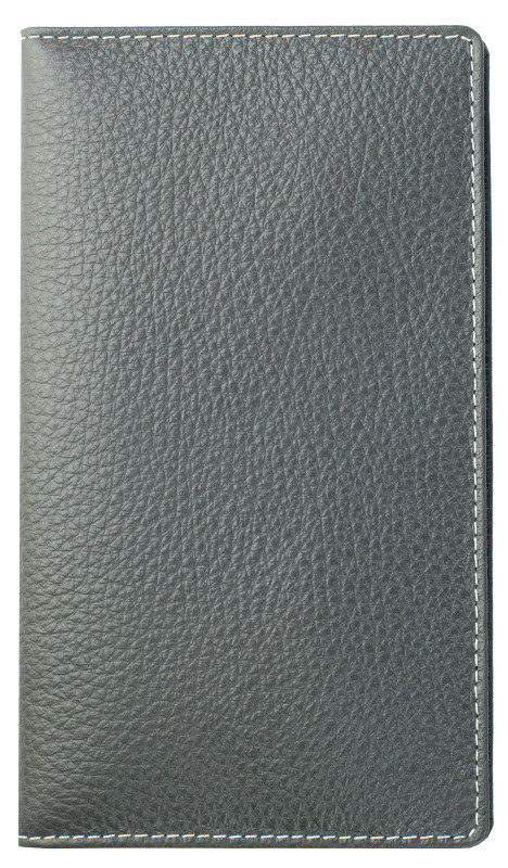 Leporello Faltkalender deutsch 2027 PREMIUM LEDER SOFT GRAIN grau (genarbt)
