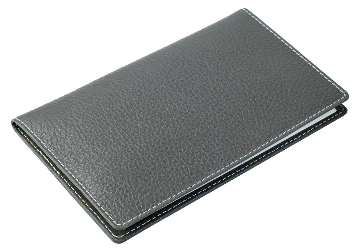Leporello Faltkalender deutsch 2027 PREMIUM LEDER SOFT GRAIN grau (genarbt)
