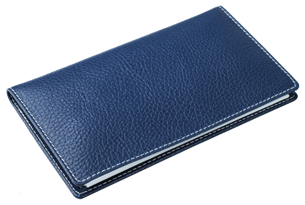 Leporello Faltkalender deutsch 2027 PREMIUM LEDER SOFT GRAIN blau (genarbt)