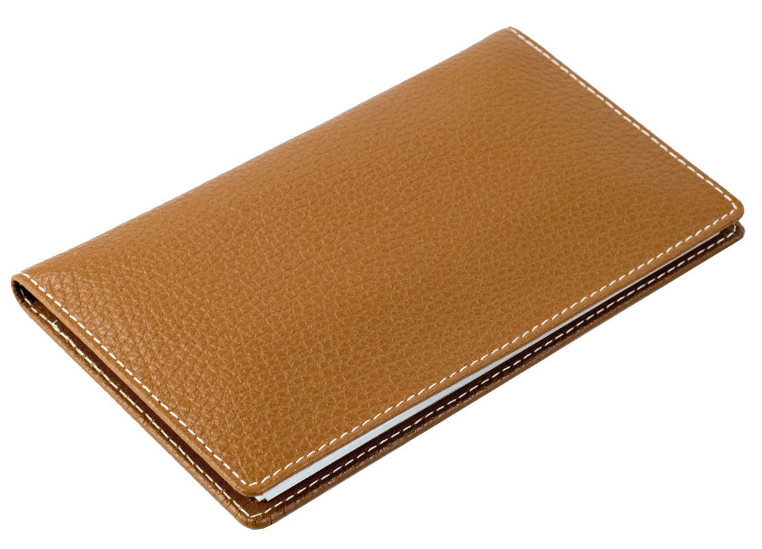 Leporello Faltkalender deutsch 2027 PREMIUM LEDER SOFT GRAIN hellbraun (genarbt)