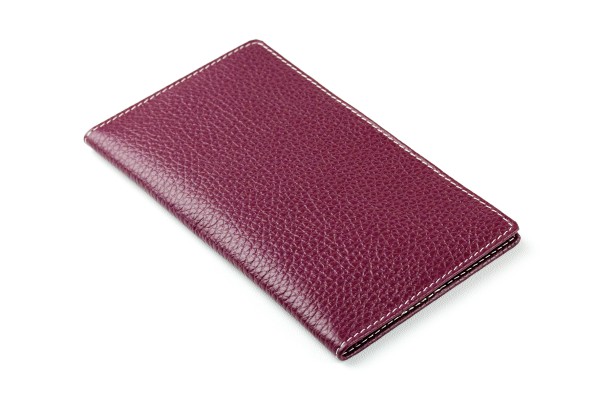 Leporello Faltkalender deutsch 2025 + 2026 - PREMIUM LEDER SOFT GRAIN aubergine (genarbt)