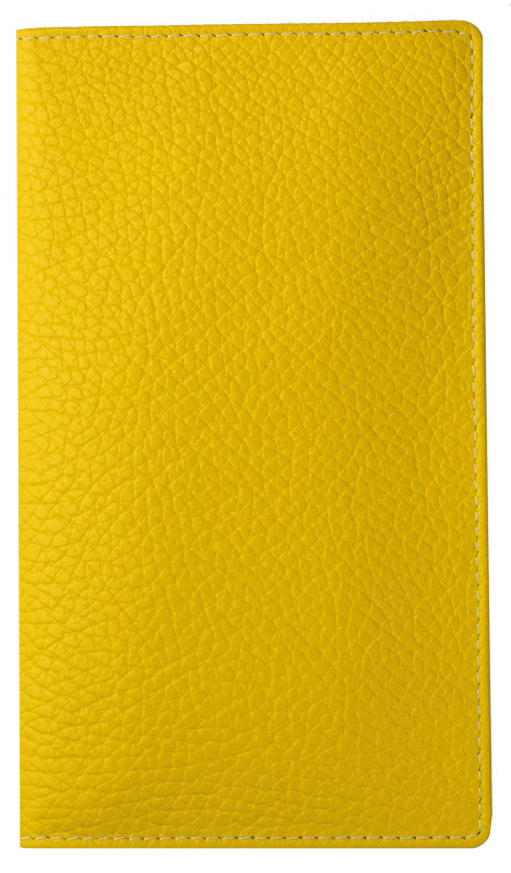 Leporello Faltkalender deutsch 2027 PREMIUM LEDER SOFT GRAIN gelb (genarbt)