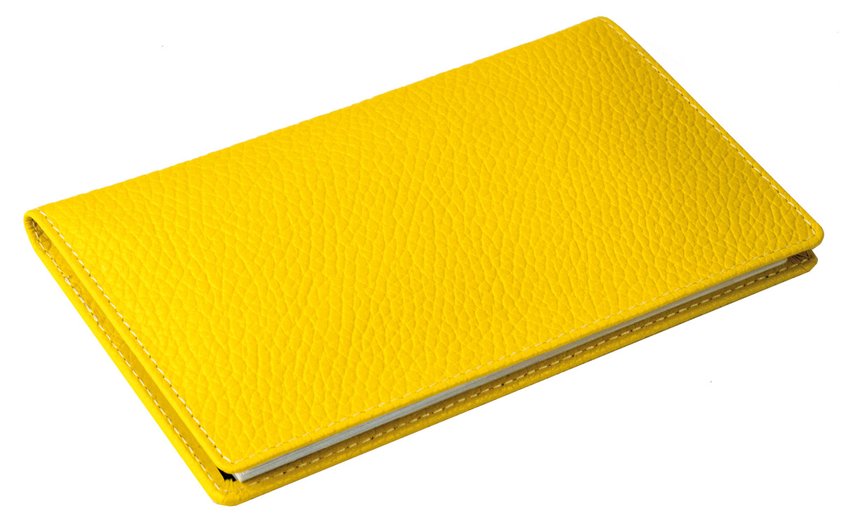 Leporello Faltkalender deutsch 2027 PREMIUM LEDER SOFT GRAIN gelb (genarbt)