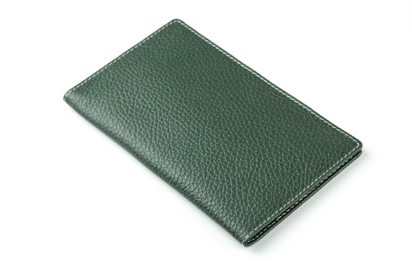 Leporello Faltkalender deutsch 2025 + 2026 - PREMIUM LEDER SOFT GRAIN grün (genarbt)