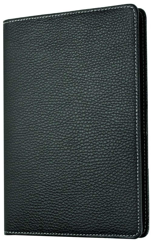 Kalenderbuch DIN A5 für das Jahr 2027 PREMIUM LEDER SOFTGRAIN schwarz (genarbt)