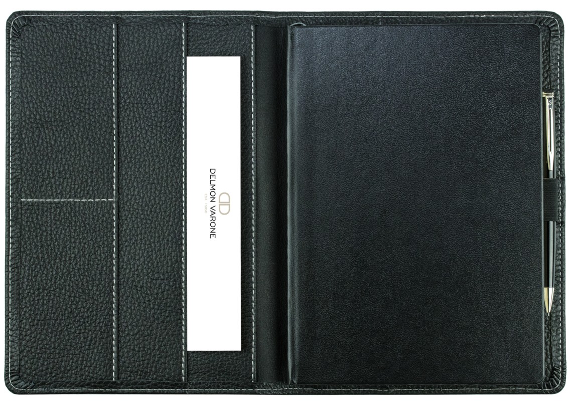 Kalenderbuch DIN A5 für das Jahr 2027 PREMIUM LEDER SOFTGRAIN schwarz (genarbt)