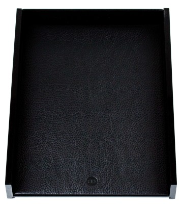 Briefablagekasten für A4 - ACRYL schwarz Kombination mit PREMIUM LEDER Softgrain schwarz (genbarbt)