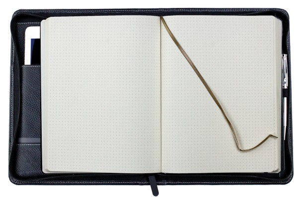 RV-Notizbuch mit Tablet Computer Fach PREMIUM LEDER SOFTGRAIN schwarz (genarbt)