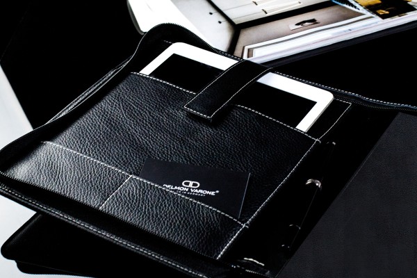 RV-Notizbuch mit Tablet Computer Fach PREMIUM LEDER SOFTGRAIN schwarz (genarbt)