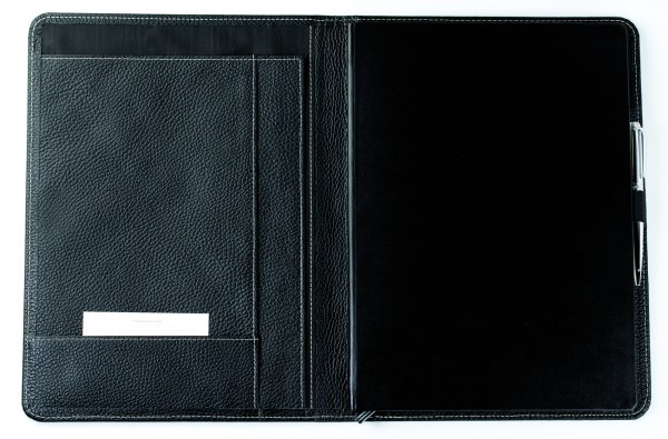 Notizbuch DIN A4+ (auswechselbar) PREMIUM LEDER SOFTGRAIN schwarz (genarbt)
