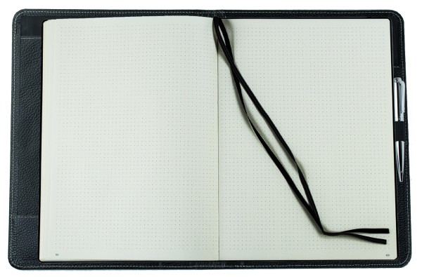 Notizbuch DIN A4+ (auswechselbar) PREMIUM LEDER SOFTGRAIN schwarz (genarbt)