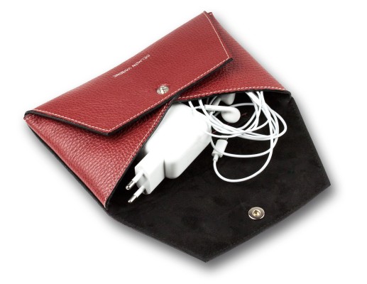 Zubehörtasche SMALL für Macbook & iPad PREMIUM LEDER SOFT GRAIN rot