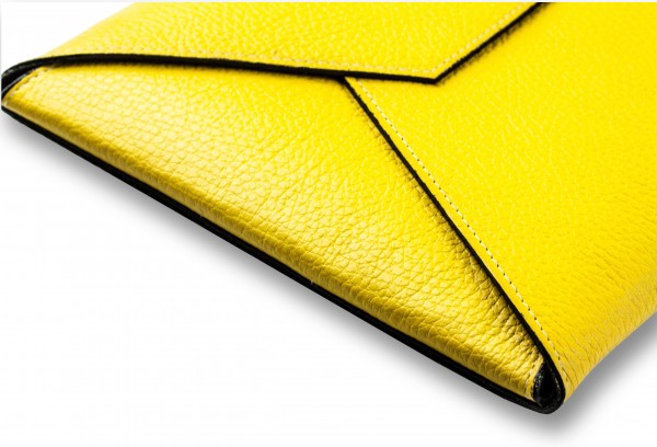 Zubehörtasche BIG für Macbook PREMIUM LEDER SOFT GRAIN gelb