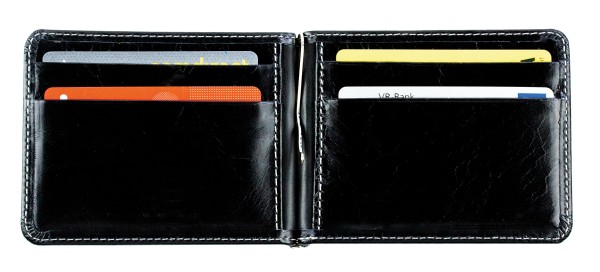 Dollar Clip Börse PREMIUM LEDER VINTAGE Anilin schwarz - RFID Protected